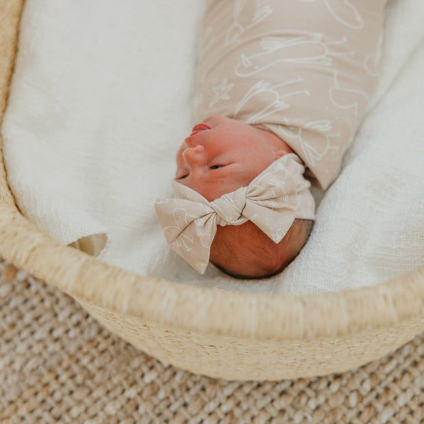 Copper Pearl Knit Headband Bow | Sandy