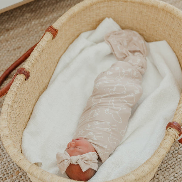 Copper Pearl Knit Headband Bow | Sandy