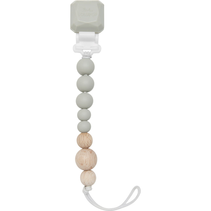 Loulou Lollipop Colour Pop Silicone & Wood Pacifier Clip | Grey