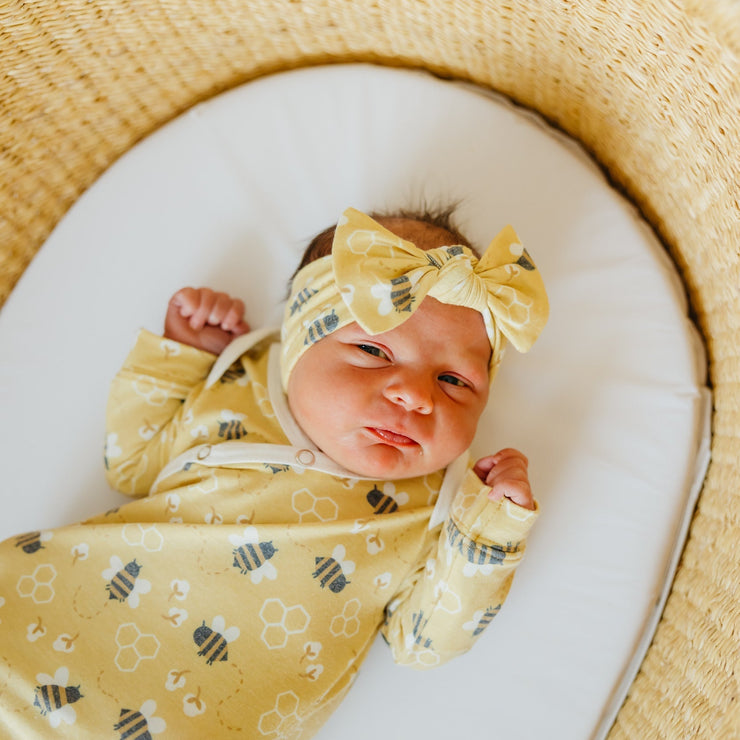 Copper Pearl Knit Headband Bow | Honeycomb