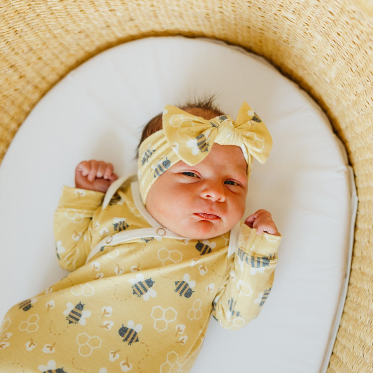 Copper Pearl Knit Headband Bow | Honeycomb