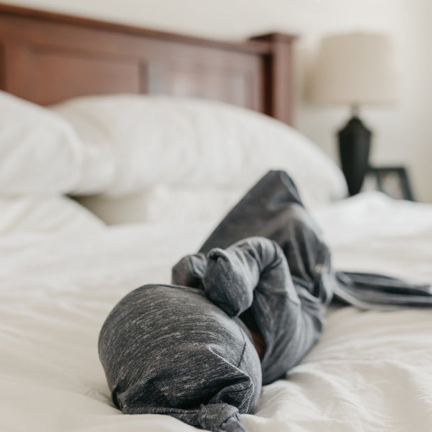 Copper Pearl Top Knot Hat | Denim