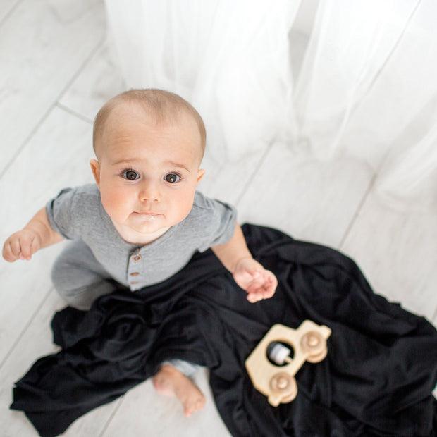 Copper Pearl Knit Swaddle Blanket | Midnight