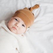 Copper Pearl Top Knot Hat | Camel