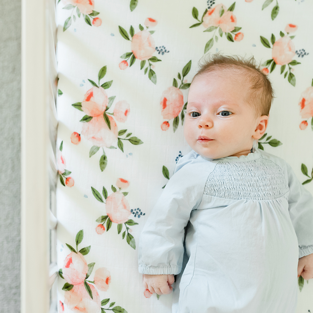 Little Unicorn Cotton Muslin Crib Sheet | Watercolor Roses