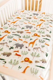 Loulou Lollipop Fitted Crib Sheet | Safari Jungle