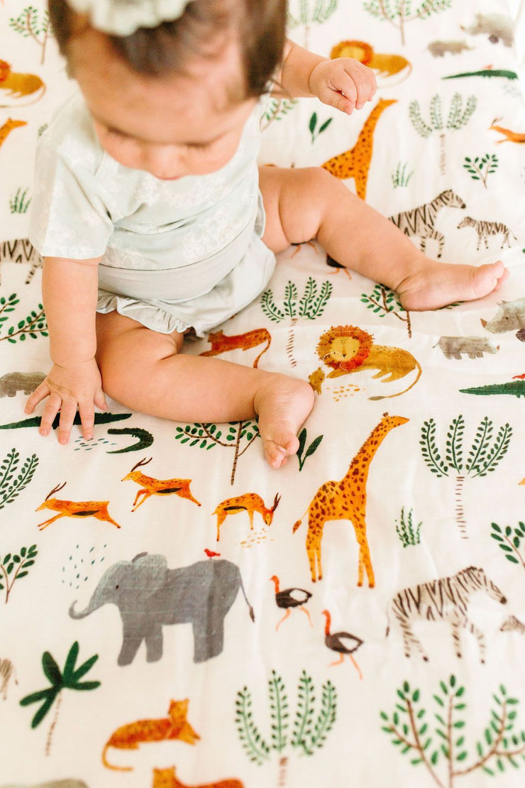 Loulou Lollipop Fitted Crib Sheet | Safari Jungle