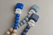 Loulou Lollipop Colour Pop Silicone & Wood Pacifier Clip | Slate