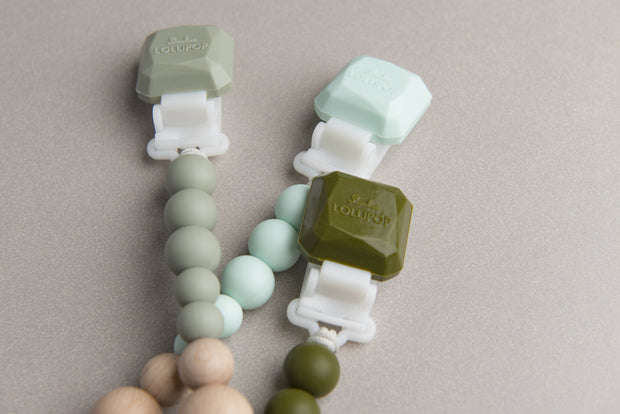 Loulou Lollipop Colour Pop Silicone & Wood Pacifier Clip | Mint