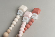 Loulou Lollipop Colour Pop Silicone & Wood Pacifier Clip | Pink Quartz