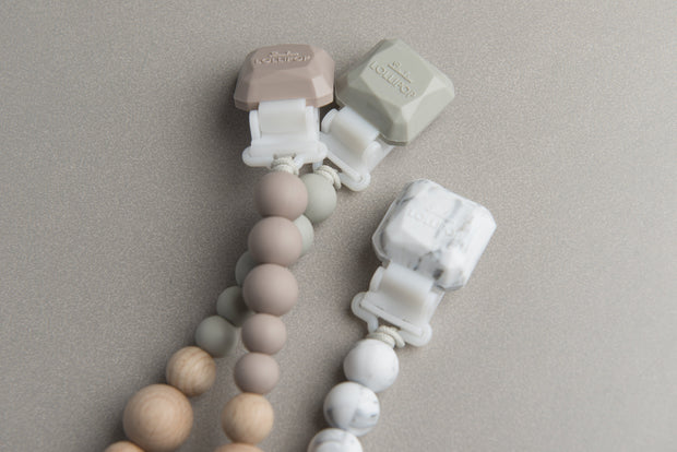 Loulou Lollipop Colour Pop Silicone & Wood Pacifier Clip | Marble