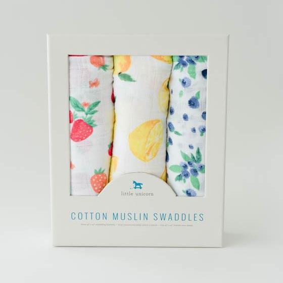 Little Unicorn Cotton Muslin Swaddle Blanket Set | Berry Lemonade