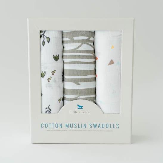 Little Unicorn Cotton Muslin Swaddle Blanket Set | Forest Friends
