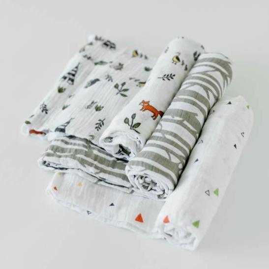Little Unicorn Cotton Muslin Swaddle Blanket Set | Forest Friends