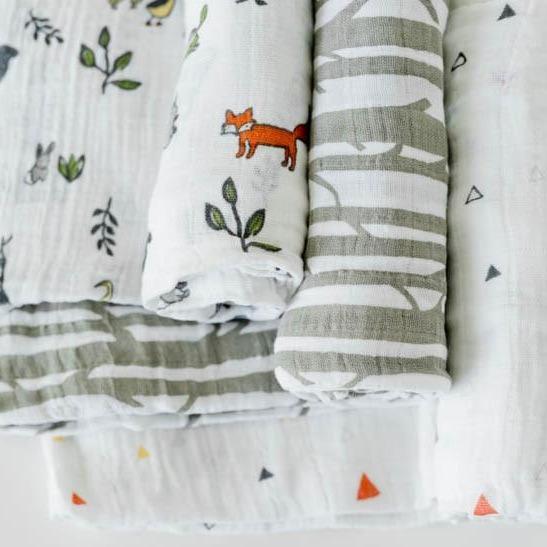 Little Unicorn Cotton Muslin Swaddle Blanket Set | Forest Friends