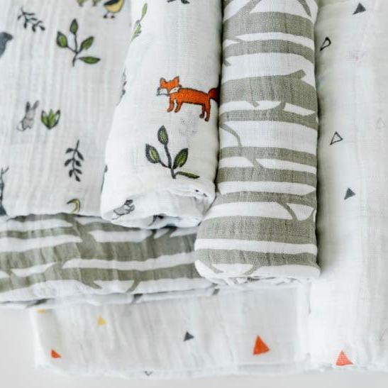 Little Unicorn Cotton Muslin Swaddle Blanket Set | Forest Friends