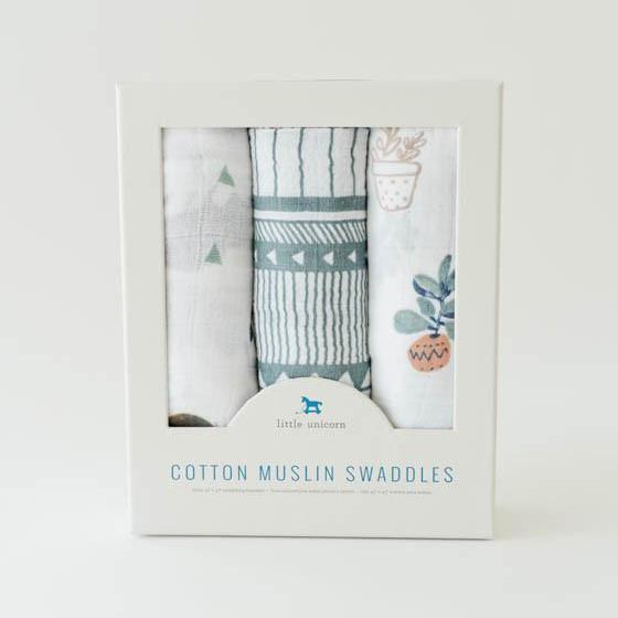 Little Unicorn Cotton Muslin Swaddle Blanket Set | Bison