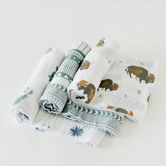 Little Unicorn Cotton Muslin Swaddle Blanket Set | Bison