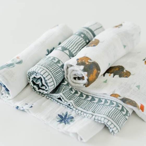 Little Unicorn Cotton Muslin Swaddle Blanket Set | Bison