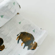 Little Unicorn Cotton Muslin Swaddle Blanket | Bison
