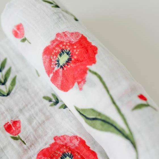 Little Unicorn Cotton Muslin Swaddle Blanket | Summer Poppy