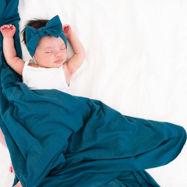 Copper Pearl Knit Headband Bow | Steel