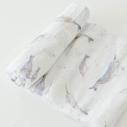 Little Unicorn Cotton Muslin Swaddle Blanket | Narwhal