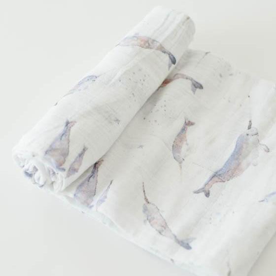 Little Unicorn Cotton Muslin Swaddle Blanket | Narwhal