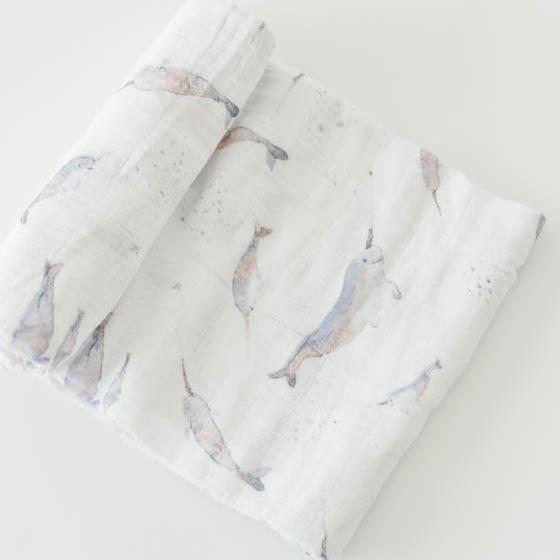 Little Unicorn Cotton Muslin Swaddle Blanket | Narwhal