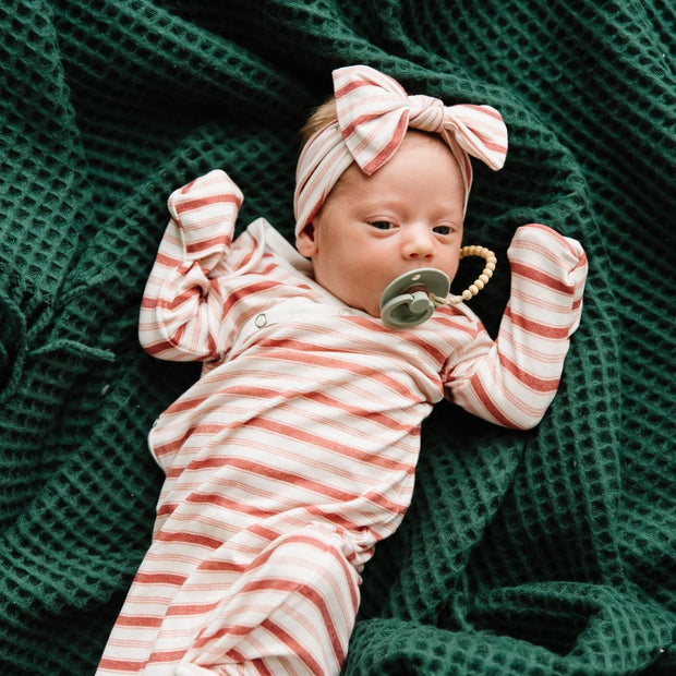 Copper Pearl Knit Headband Bow | Cinnamon