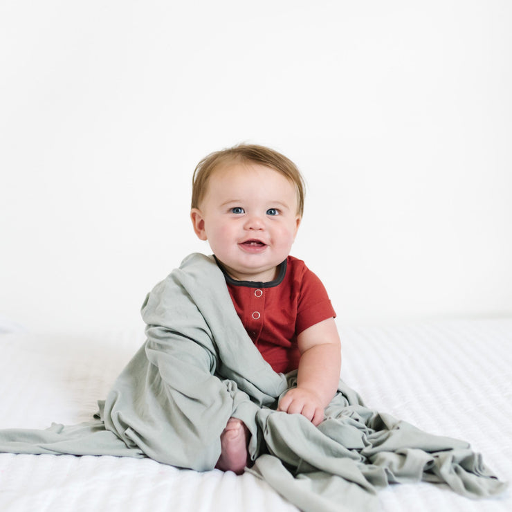 Copper Pearl Knit Swaddle Blanket | Stone