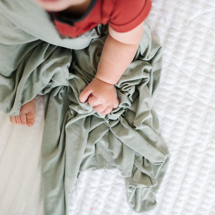 Copper Pearl Knit Swaddle Blanket | Stone