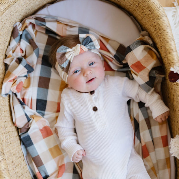 Copper Pearl Knit Headband Bow | Harvest