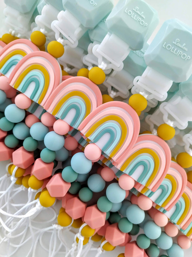 Loulou Lollipop Darling Pacifier Clip | Rainbow