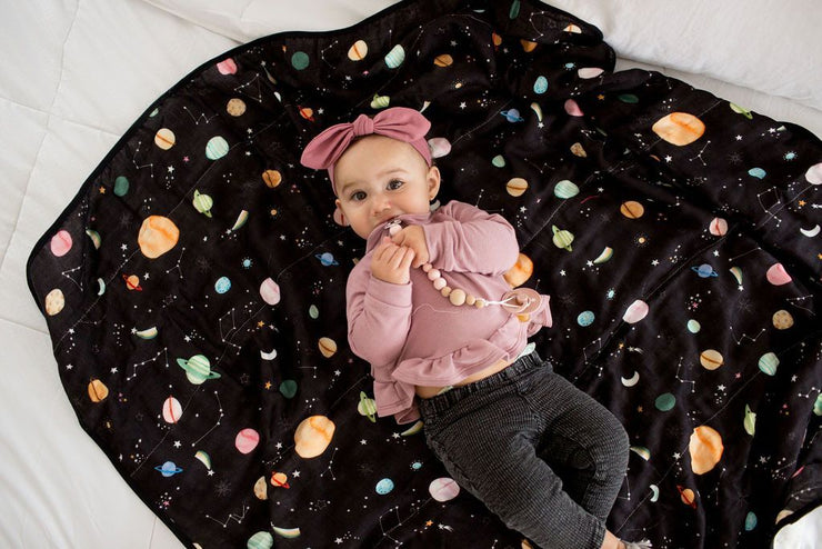 Loulou Lollipop Muslin Quilt Blanket | Planets