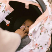 Little Unicorn Cotton Muslin Car Seat Canopy | Watercolor Roses