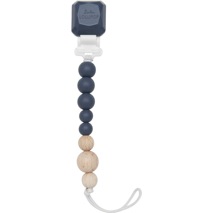 Loulou Lollipop Colour Pop Silicone & Wood Pacifier Clip | Indigo