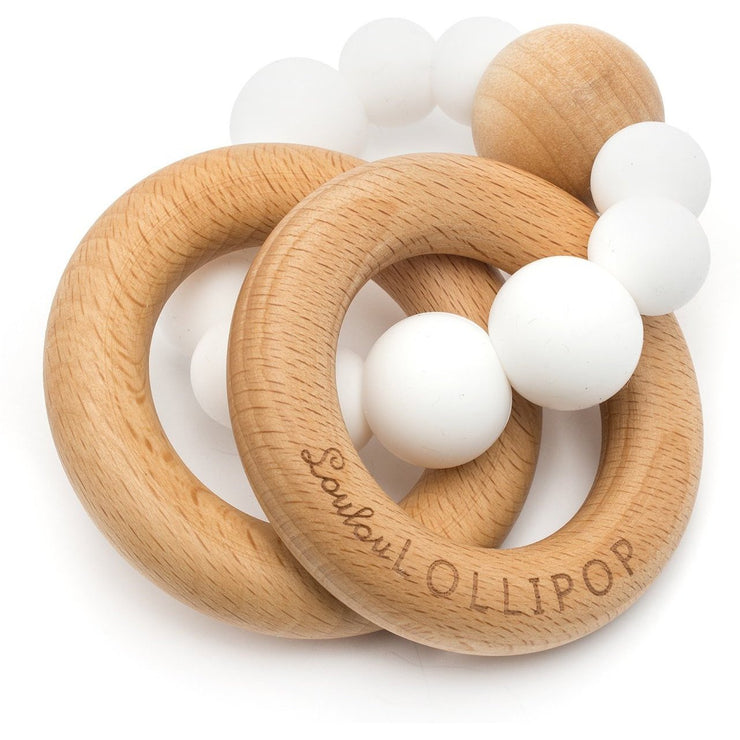 Loulou Lollipop Bubble Silicone and Wood Teether | White
