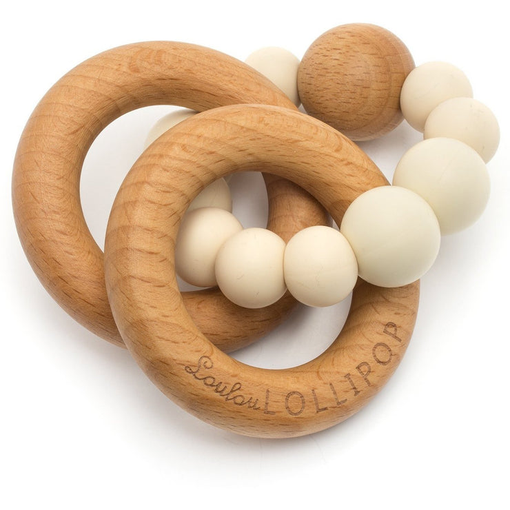 Loulou Lollipop Bubble Silicone and Wood Teether | Beige