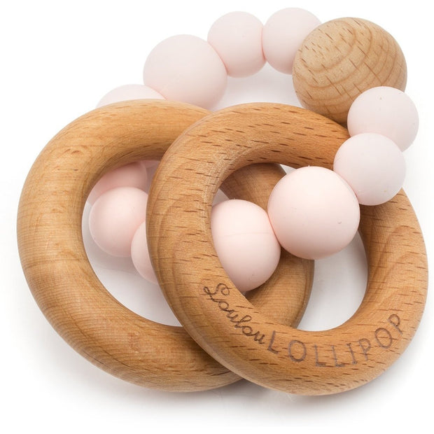 Loulou Lollipop Bubble Silicone and Wood Teether | Pink Quartz
