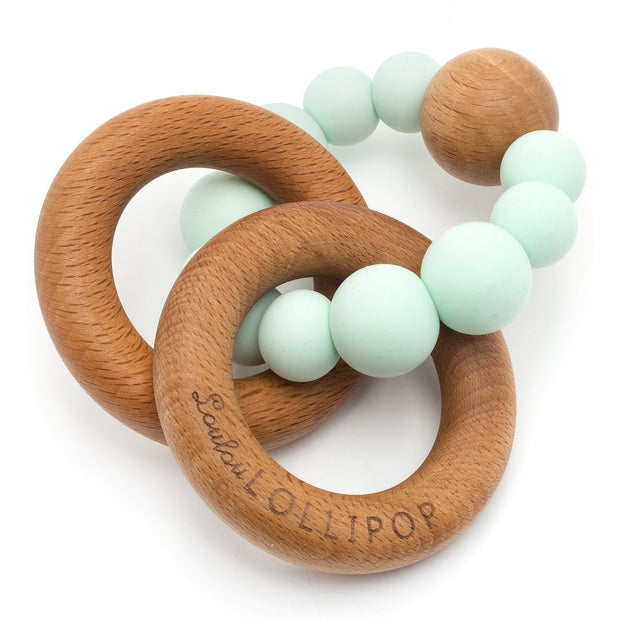 Loulou Lollipop Bubble Silicone and Wood Teether | Mint