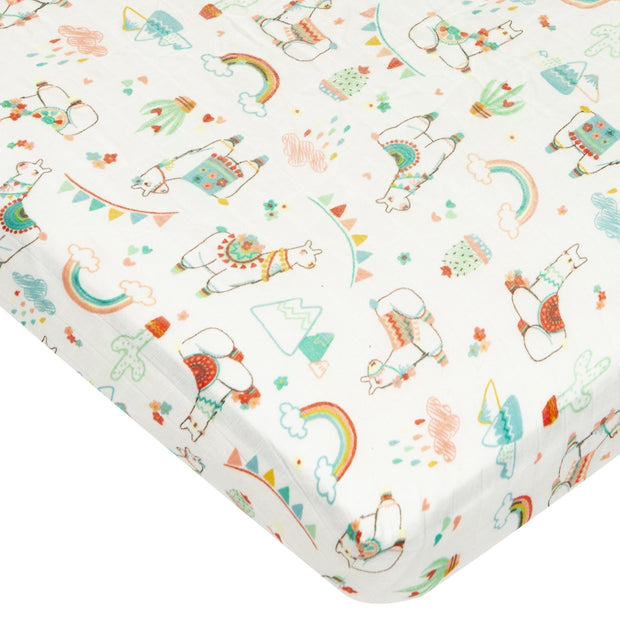 Loulou Lollipop Fitted Crib Sheet | Llama