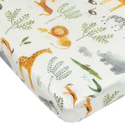 Loulou Lollipop Fitted Crib Sheet | Safari Jungle