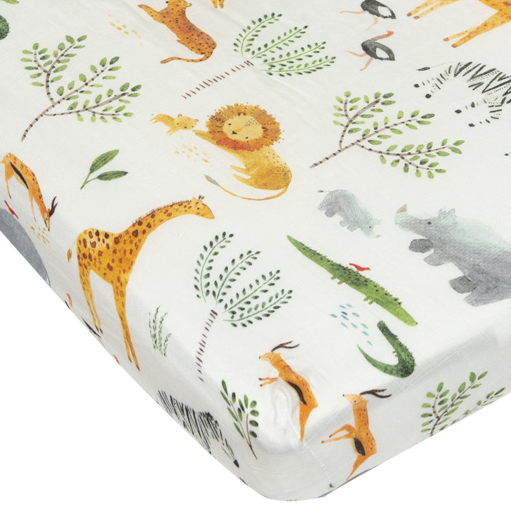 Loulou Lollipop Fitted Crib Sheet | Safari Jungle