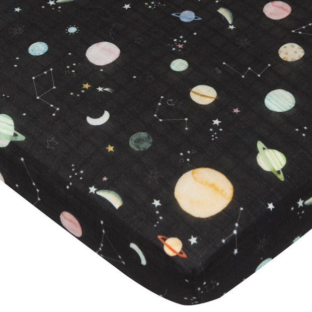 Loulou Lollipop Fitted Crib Sheet | Planets