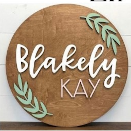 Sugar + Maple Round Personalized Wood Name Sign | Laurel