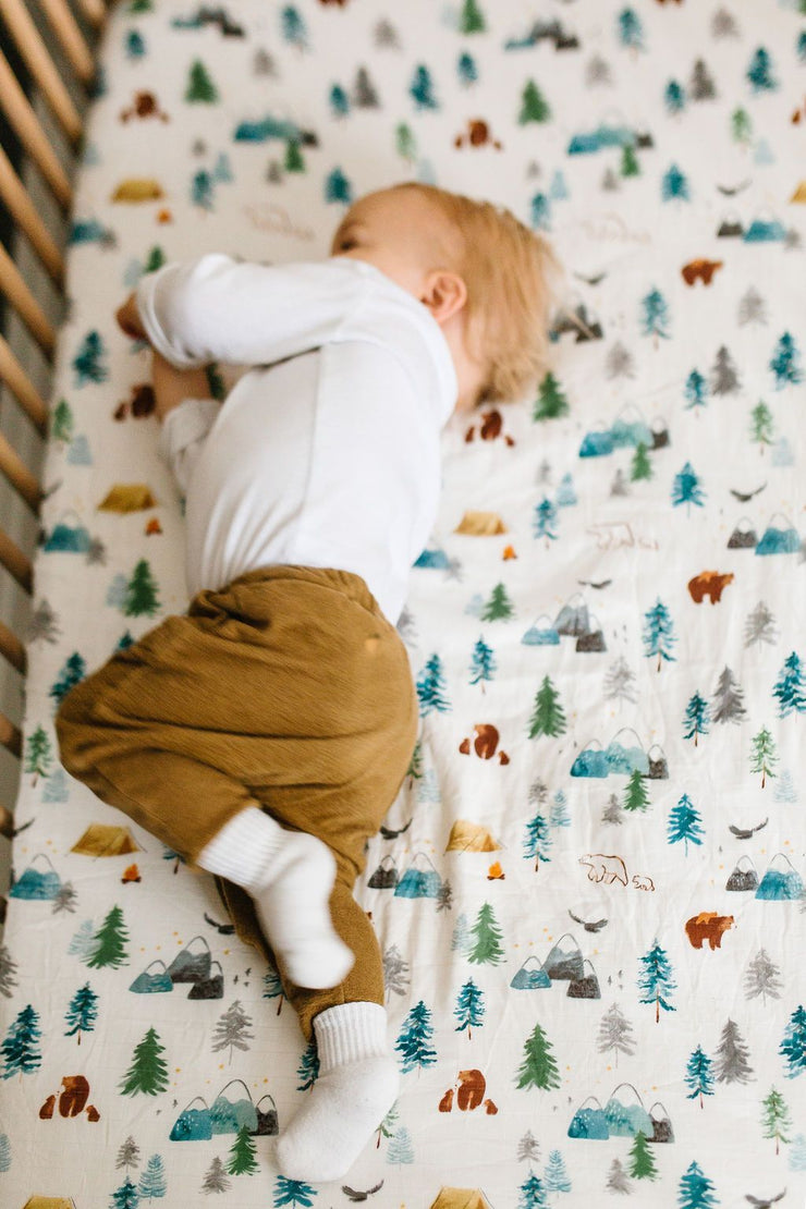 Loulou Lollipop Fitted Crib Sheet | Adventure Begins