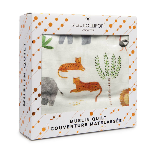 Loulou Lollipop Muslin Quilt Blanket | Safari Jungle
