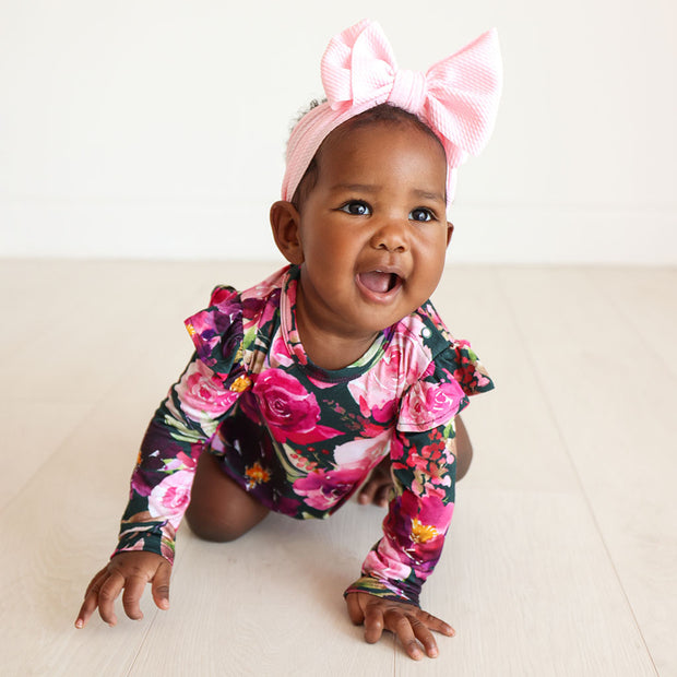 Posh Peanut Long Sleeve Ruffled Bubble Romper | Zelda