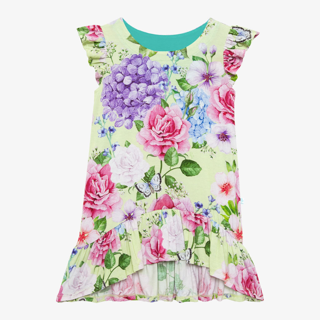 Posh Peanut Henley Ruffled Capsleeve Hi Low Dress